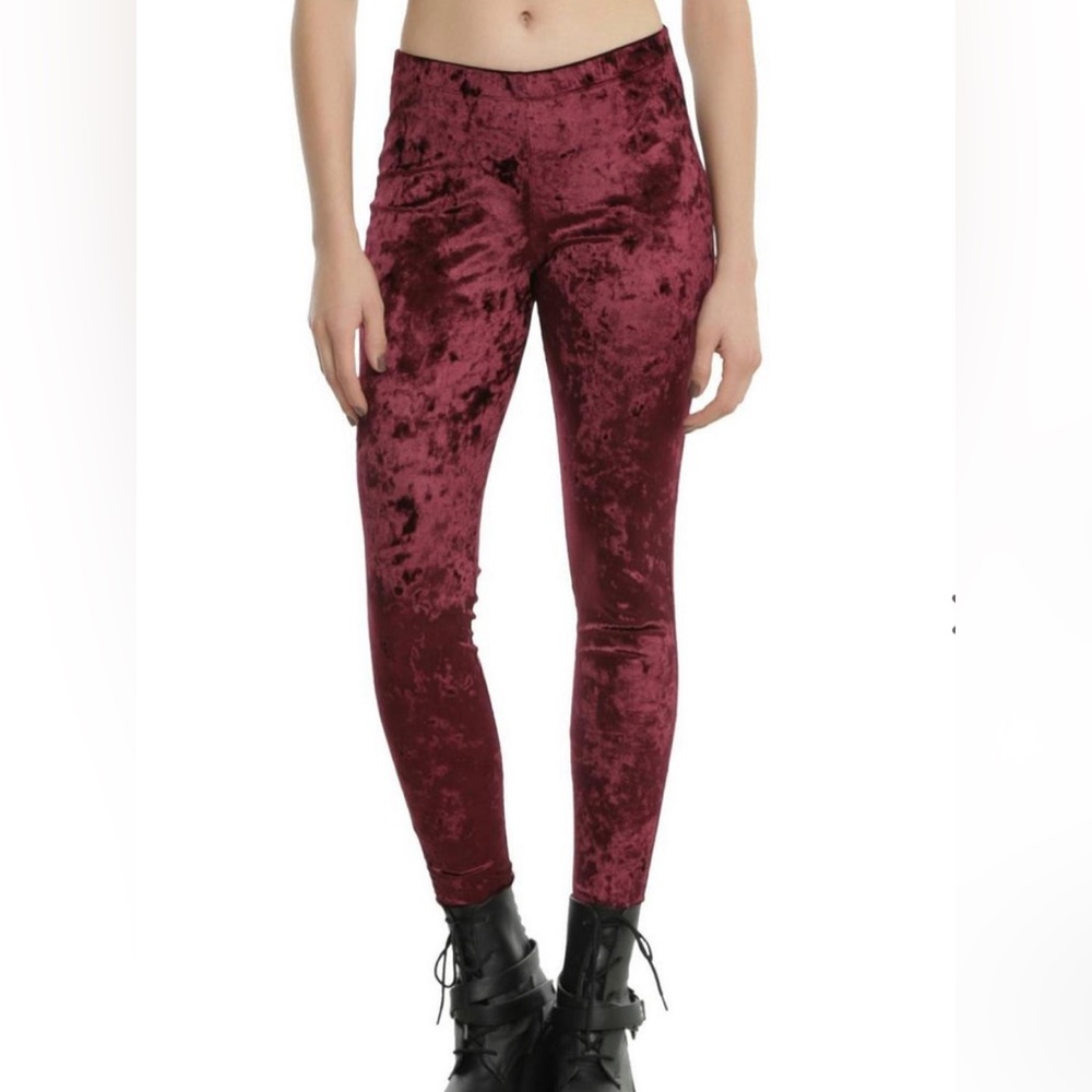 Blackheart burgundy velvet leggings size XL